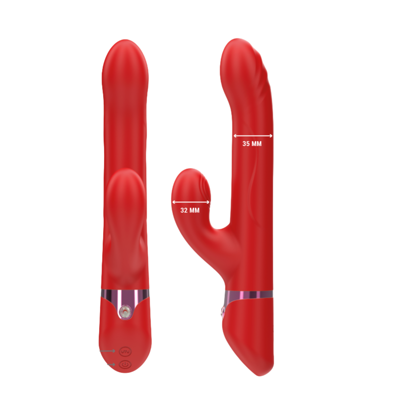 Rabbit δονητής από σιλικόνη σε κόκκινο χρώμα, μήκους 24 εκ. και μέγιστης διαμέτρου 3,5 εκ.