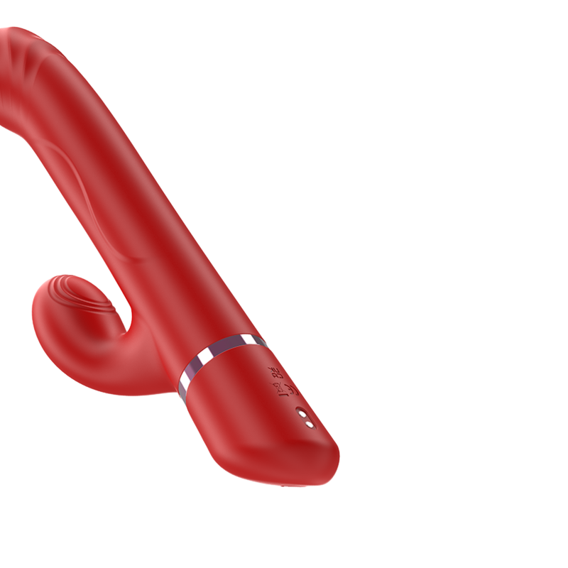 Rabbit δονητής από σιλικόνη σε κόκκινο χρώμα, μήκους 24 εκ. και μέγιστης διαμέτρου 3,5 εκ.