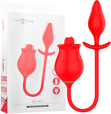 Κλειτοριδικός δονητής από σιλικόνη σε κόκκινο χρώμα, μήκους 18,5 εκ. και μέγιστης διαμέτρου 4,5 εκ.