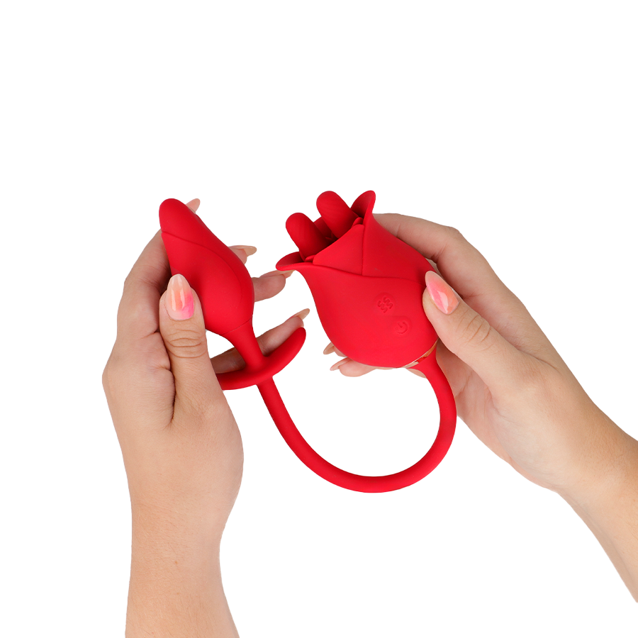 Κλειτοριδικός δονητής από σιλικόνη σε κόκκινο χρώμα, μήκους 18,5 εκ. και μέγιστης διαμέτρου 4,5 εκ.