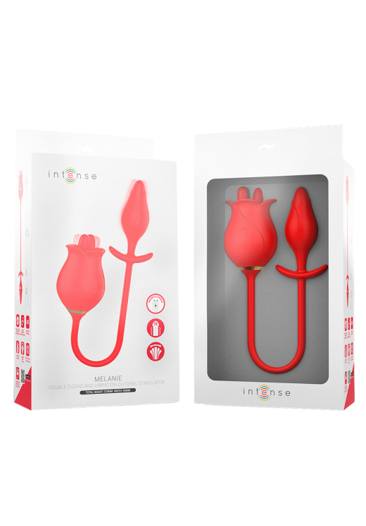 Κλειτοριδικός δονητής από σιλικόνη σε κόκκινο χρώμα, μήκους 18,5 εκ. και μέγιστης διαμέτρου 4,5 εκ.