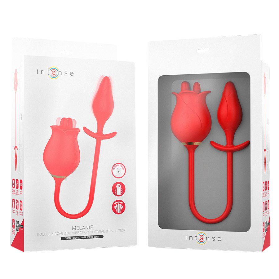 Κλειτοριδικός δονητής από σιλικόνη σε κόκκινο χρώμα, μήκους 18,5 εκ. και μέγιστης διαμέτρου 4,5 εκ.