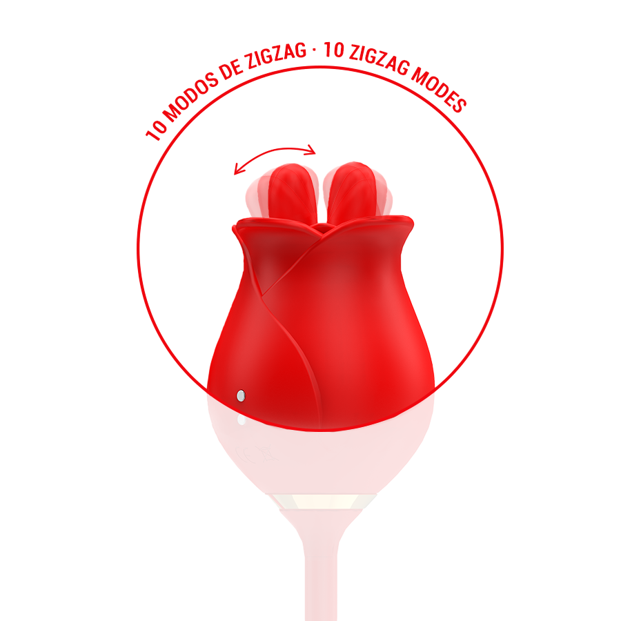 Κλειτοριδικός δονητής από σιλικόνη σε κόκκινο χρώμα, μήκους 18,5 εκ. και μέγιστης διαμέτρου 4,5 εκ.