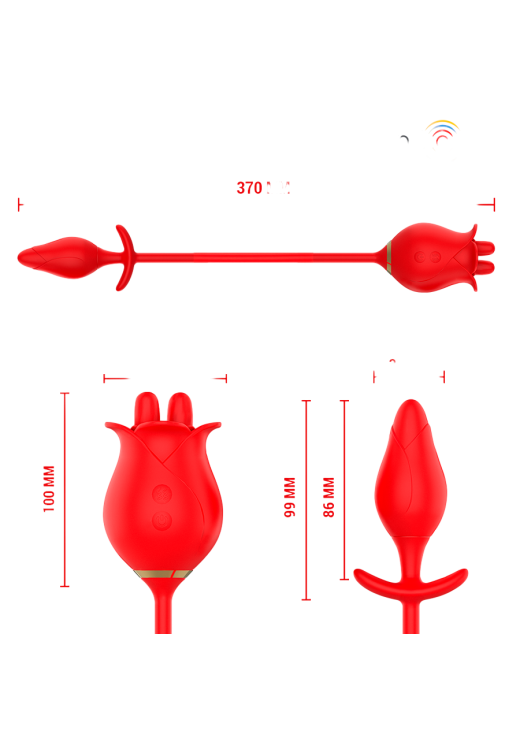 Κλειτοριδικός δονητής από σιλικόνη σε κόκκινο χρώμα, μήκους 18,5 εκ. και μέγιστης διαμέτρου 4,5 εκ.
