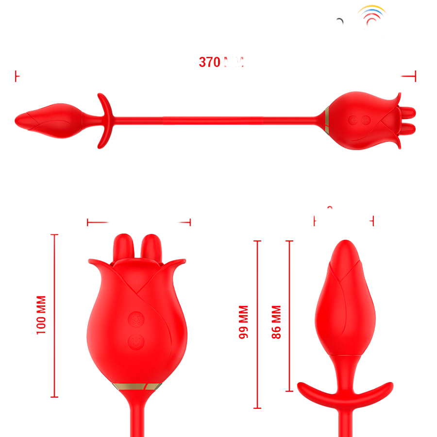 Κλειτοριδικός δονητής από σιλικόνη σε κόκκινο χρώμα, μήκους 18,5 εκ. και μέγιστης διαμέτρου 4,5 εκ.