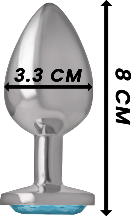 Μεταλλική σφήνα με κόσμημα σε μπλέ χρώμα, μήκους 8 εκ. και μέγιστης διαμέτρου 3,3 εκ.