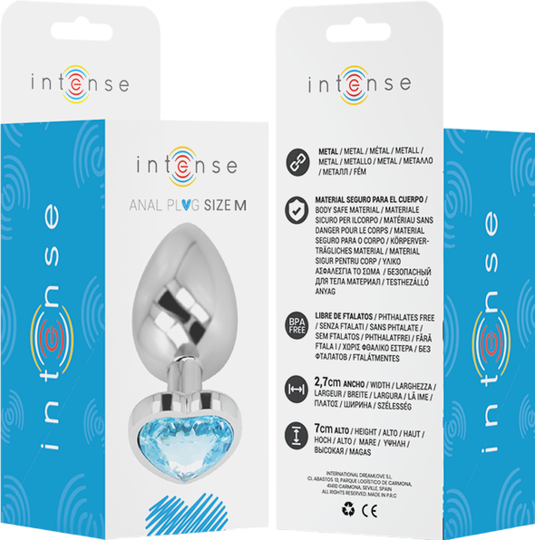 Μεταλλική σφήνα με κόσμημα σε μπλέ χρώμα, μήκους 8 εκ. και μέγιστης διαμέτρου 3,3 εκ.