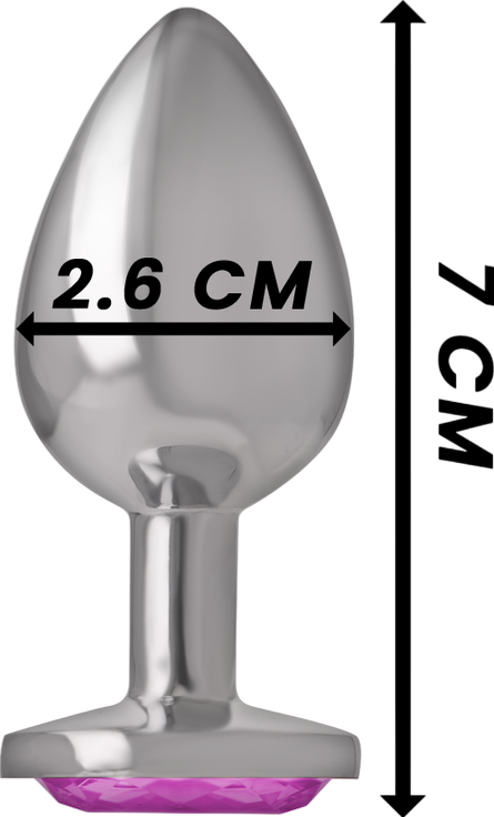 Μεταλλική σφήνα με κόσμημα σε ροζ χρώμα, μήκους 7 εκ. και μέγιστης διαμέτρου 2,6 εκ.