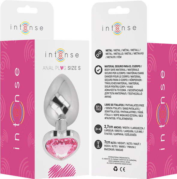 Μεταλλική σφήνα με κόσμημα σε ροζ χρώμα, μήκους 7 εκ. και μέγιστης διαμέτρου 2,6 εκ.