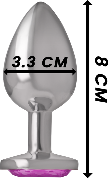 Μεταλλική σφήνα με κόσμημα σε ροζ χρώμα, μήκους 8 εκ. και μέγιστης διαμέτρου 3,3 εκ.