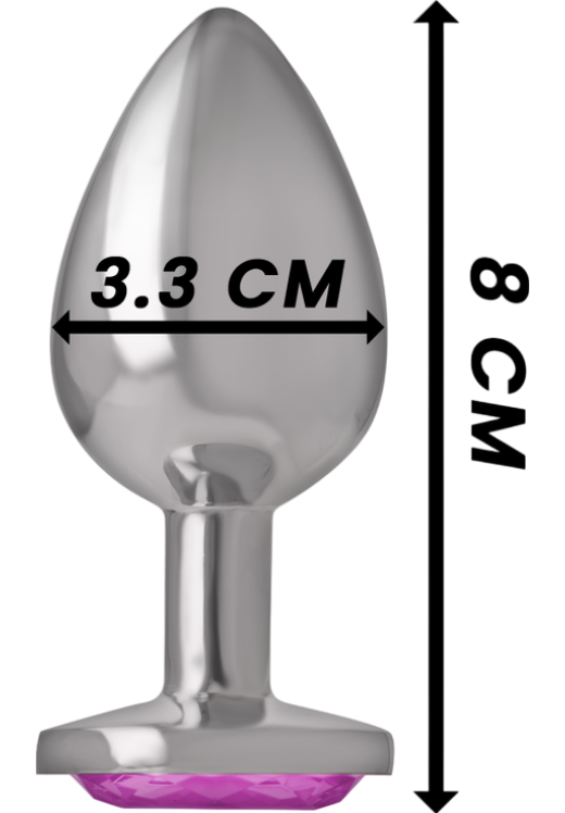 Μεταλλική σφήνα με κόσμημα σε ροζ χρώμα, μήκους 8 εκ. και μέγιστης διαμέτρου 3,3 εκ.