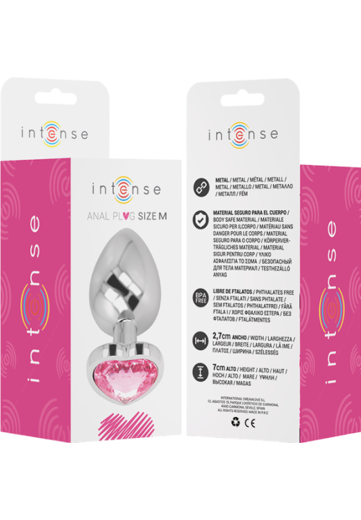 Μεταλλική σφήνα με κόσμημα σε ροζ χρώμα, μήκους 8 εκ. και μέγιστης διαμέτρου 3,3 εκ.