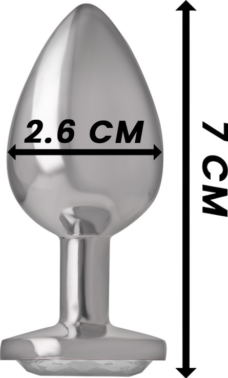 Μεταλλική σφήνα με κόσμημα σε λευκό χρώμα, μήκους 7 εκ. και μέγιστης διαμέτρου 2,6 εκ.