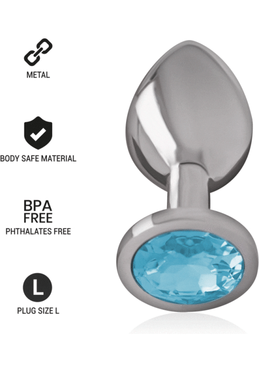 Μεταλλική σφήνα με κόσμημα σε μπλέ χρώμα, μήκους 9 εκ. και μέγιστης διαμέτρου 4 εκ.