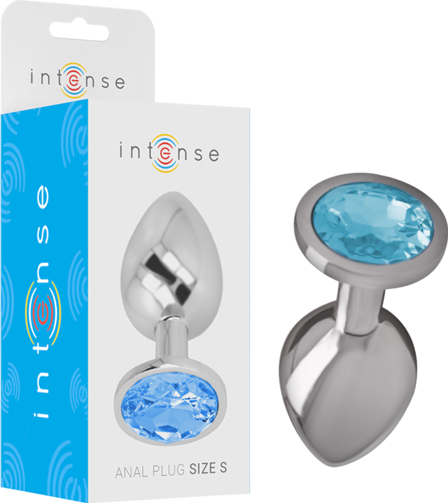 Μεταλλική σφήνα με κόσμημα σε μπλέ χρώμα, μήκους 7 εκ. και μέγιστης διαμέτρου 2,6 εκ.