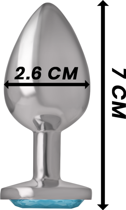 Μεταλλική σφήνα με κόσμημα σε μπλέ χρώμα, μήκους 7 εκ. και μέγιστης διαμέτρου 2,6 εκ.