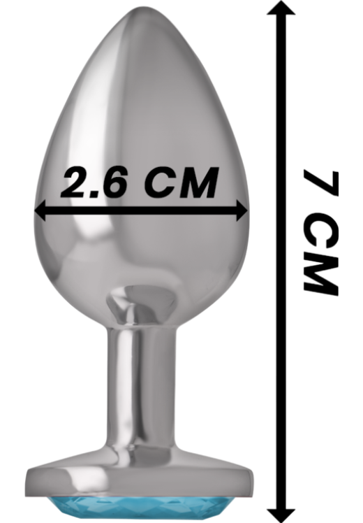 Μεταλλική σφήνα με κόσμημα σε μπλέ χρώμα, μήκους 7 εκ. και μέγιστης διαμέτρου 2,6 εκ.
