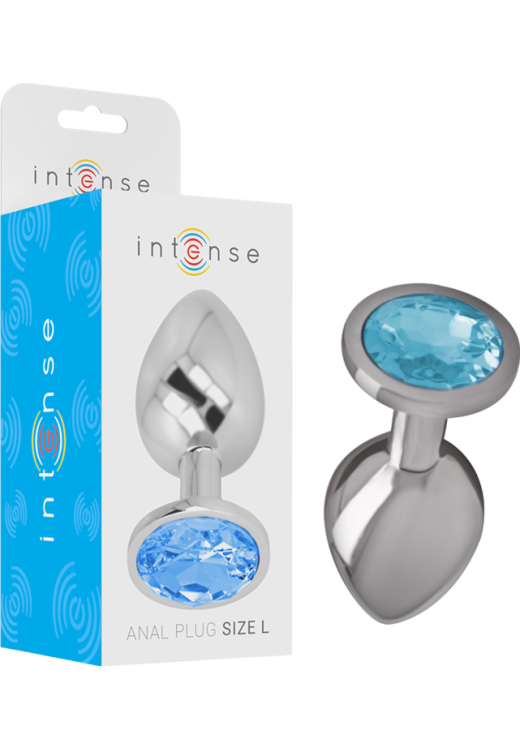 Μεταλλική σφήνα με κόσμημα σε μπλέ χρώμα, μήκους 9 εκ. και μέγιστης διαμέτρου 4 εκ.