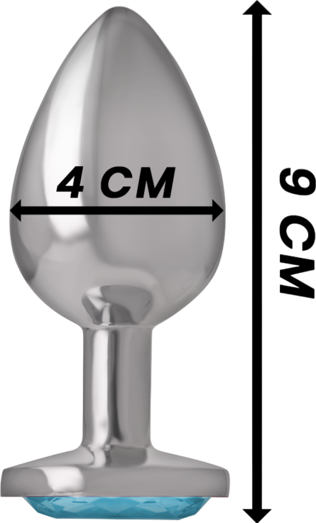 Μεταλλική σφήνα με κόσμημα σε μπλέ χρώμα, μήκους 9 εκ. και μέγιστης διαμέτρου 4 εκ.