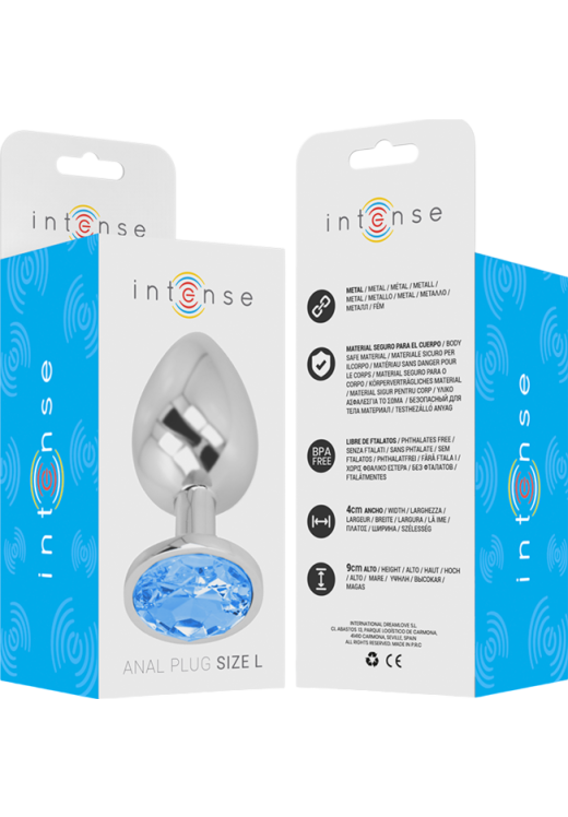 Μεταλλική σφήνα με κόσμημα σε μπλέ χρώμα, μήκους 9 εκ. και μέγιστης διαμέτρου 4 εκ.