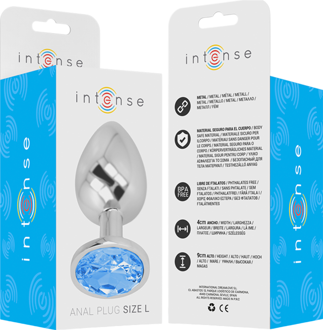 Μεταλλική σφήνα με κόσμημα σε μπλέ χρώμα, μήκους 9 εκ. και μέγιστης διαμέτρου 4 εκ.