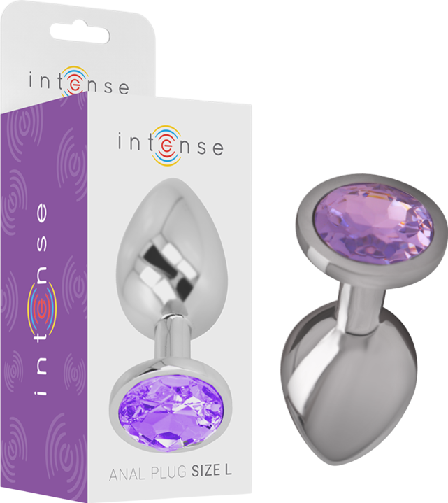 Μεταλλική σφήνα με κόσμημα σε μοβ χρώμα, μήκους 7 εκ. και μέγιστης διαμέτρου 2,6 εκ.