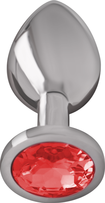 Μεταλλική σφήνα με κόσμημα σε κόκκινο χρώμα, μήκους 8 εκ. και μέγιστης διαμέτρου 3,3 εκ.