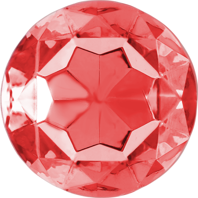 Μεταλλική σφήνα με κόσμημα σε κόκκινο χρώμα, μήκους 8 εκ. και μέγιστης διαμέτρου 3,3 εκ.