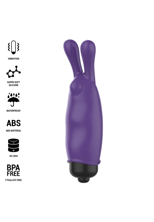 Μίνι δονητής από σιλικόνη σε μοβ χρώμα, μήκους 8,7 εκ. και μέγιστης διαμέτρου 2,4 εκ.