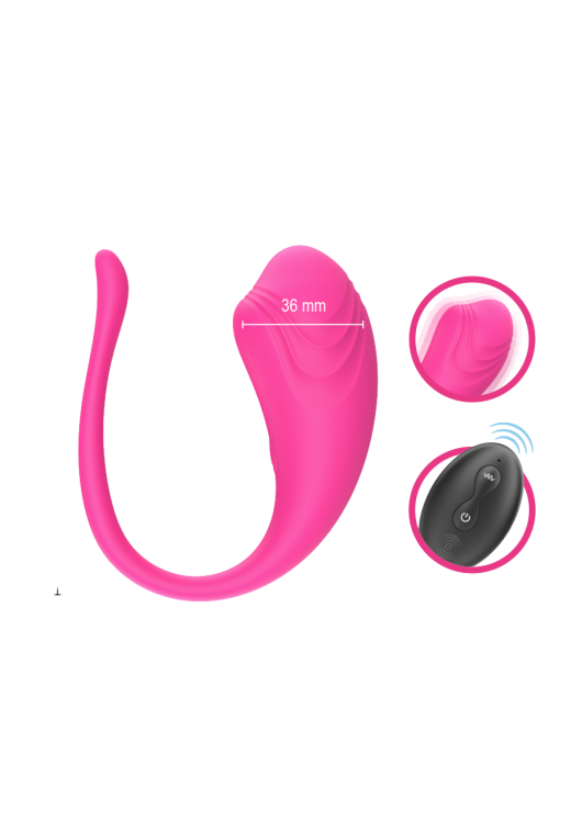 Τηλεχειριζόμενο αυγό από σιλικόνη σε ροζ χρώμα, μήκους 20 εκ. και μέγιστης διαμέτρου 3,6 εκ. με τηλεχειριζόμενο χειρισμό