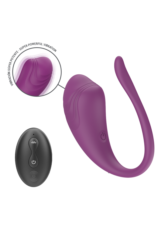 Τηλεχειριζόμενο αυγό από σιλικόνη σε μοβ χρώμα, μήκους 20 εκ. και μέγιστης διαμέτρου 3,6 εκ. με τηλεχειριζόμενο χειρισμό