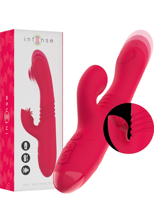 Rabbit δονητής από σιλικόνη σε κόκκινο χρώμα, μήκους 24 εκ. και μέγιστης διαμέτρου 4,4 εκ.