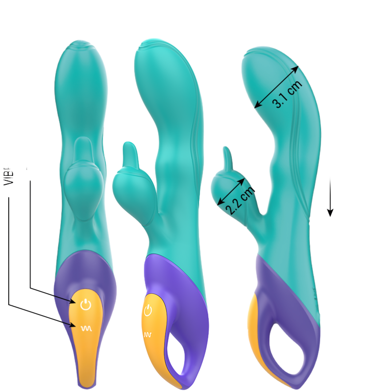 Rabbit δονητής από σιλικόνη σε μπλέ χρώμα, μήκους 19,7 εκ. και μέγιστης διαμέτρου 3,1 εκ.