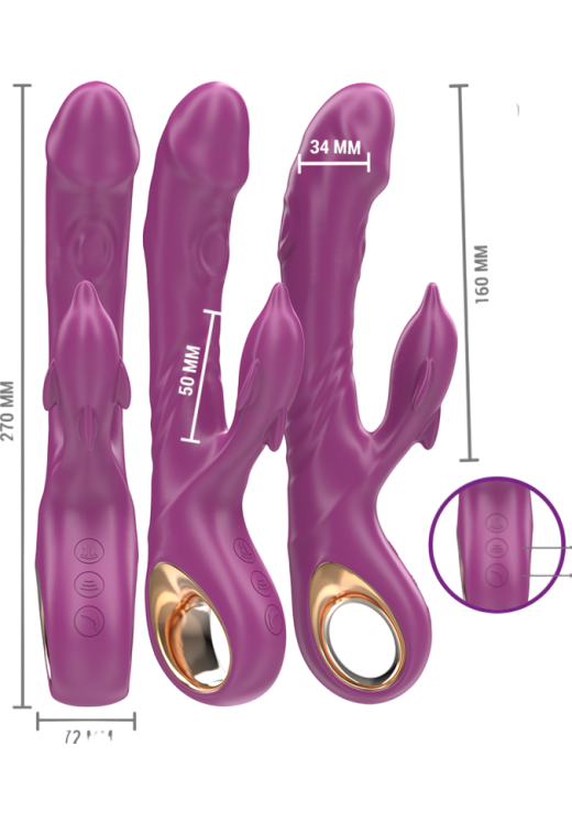 Rabbit δονητής από σιλικόνη σε μοβ χρώμα, μήκους 27 εκ. και μέγιστης διαμέτρου 3,4 εκ.