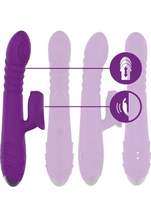 Rabbit δονητής από σιλικόνη σε μοβ χρώμα, μήκους 4,4 εκ. και μέγιστης διαμέτρου 24 εκ.