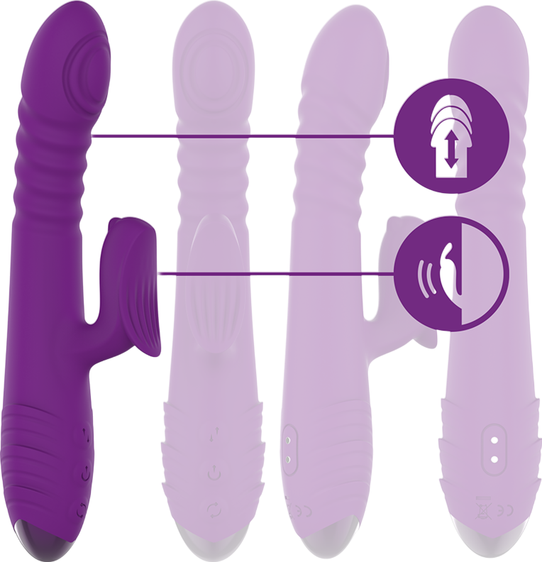 Rabbit δονητής από σιλικόνη σε μοβ χρώμα, μήκους 4,4 εκ. και μέγιστης διαμέτρου 24 εκ.