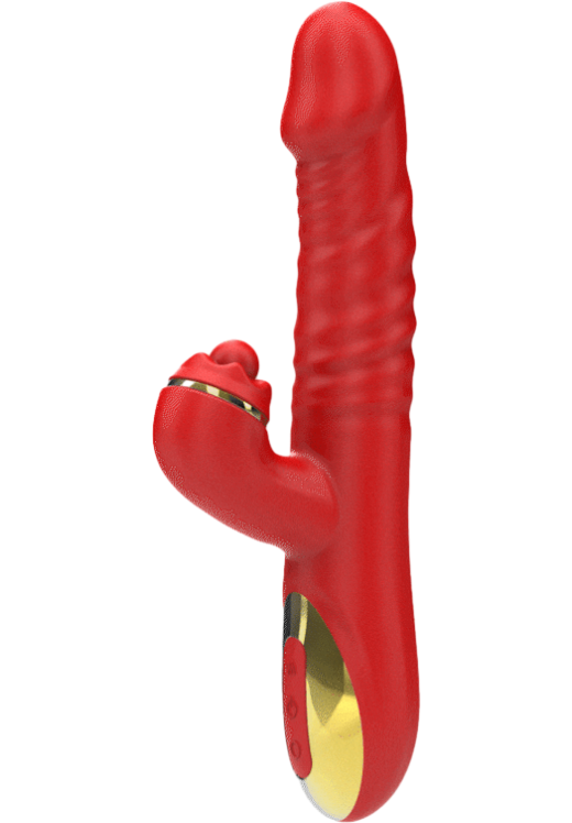 Rabbit δονητής από σιλικόνη σε κόκκινο χρώμα, μήκους 24,5 εκ. και μέγιστης διαμέτρου 3,3 εκ.