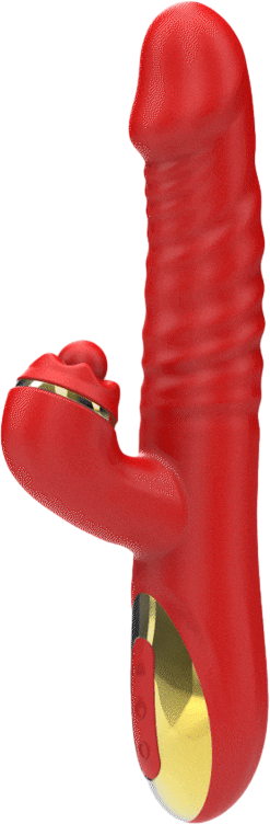 Rabbit δονητής από σιλικόνη σε κόκκινο χρώμα, μήκους 24,5 εκ. και μέγιστης διαμέτρου 3,3 εκ.