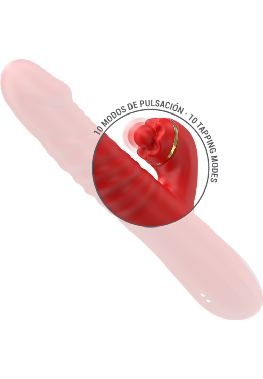 Rabbit δονητής από σιλικόνη σε κόκκινο χρώμα, μήκους 24,5 εκ. και μέγιστης διαμέτρου 3,3 εκ.