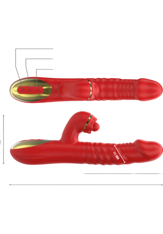 Rabbit δονητής από σιλικόνη σε κόκκινο χρώμα, μήκους 24,5 εκ. και μέγιστης διαμέτρου 3,3 εκ.