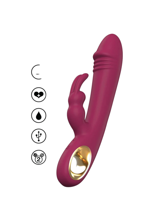 Rabbit δονητής από σιλικόνη σε μπορντό χρώμα, μήκους 21 εκ. και μέγιστης διαμέτρου 3,5 εκ.