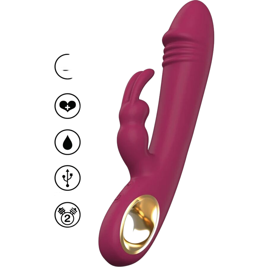 Rabbit δονητής από σιλικόνη σε μπορντό χρώμα, μήκους 21 εκ. και μέγιστης διαμέτρου 3,5 εκ.