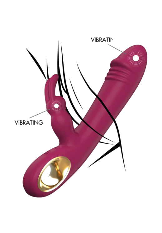 Rabbit δονητής από σιλικόνη σε μπορντό χρώμα, μήκους 21 εκ. και μέγιστης διαμέτρου 3,5 εκ.