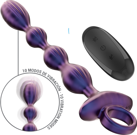 Πρωκτικές μπίλιες σε μοβ χρώμα, μήκους 19,8 εκ. και μέγιστης διαμέτρου 2,5 εκ. με τηλεχειριζόμενο χειρισμό