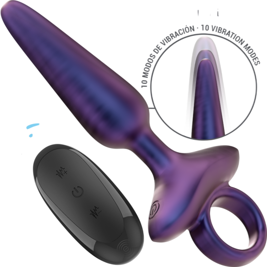 Δονούμενη σφήνα σε μοβ χρώμα, μήκους 15 εκ. και μέγιστης διαμέτρου 2,6 εκ. με τηλεχειριζόμενο χειρισμό