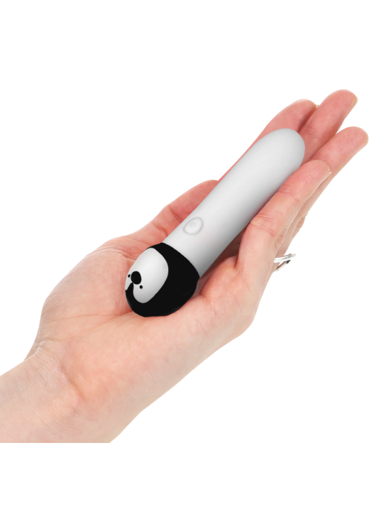 Μίνι δονητής από σιλικόνη σε λευκό χρώμα, μήκους 10 εκ. και μέγιστης διαμέτρου 2,2 εκ.