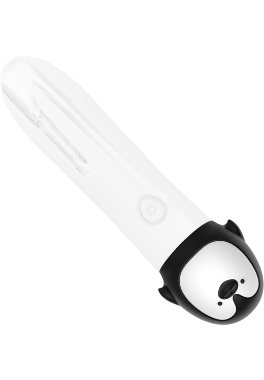 Μίνι δονητής από σιλικόνη σε λευκό χρώμα, μήκους 10 εκ. και μέγιστης διαμέτρου 2,2 εκ.