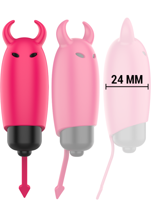 Μίνι δονητής από σιλικόνη σε κόκκινο χρώμα, μήκους 93 χλστ, και μέγιστης διαμέτρου 24 χλστ,