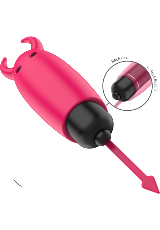 Μίνι δονητής από σιλικόνη σε κόκκινο χρώμα, μήκους 93 χλστ, και μέγιστης διαμέτρου 24 χλστ,