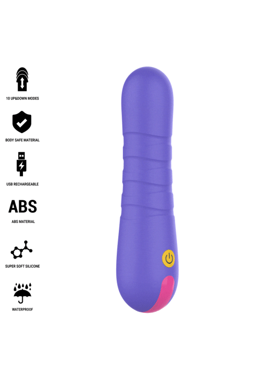 Κλασσικός δονητής από σιλικόνη σε μοβ χρώμα, μήκους 14,5 εκ. και μέγιστης διαμέτρου 3,7 εκ.